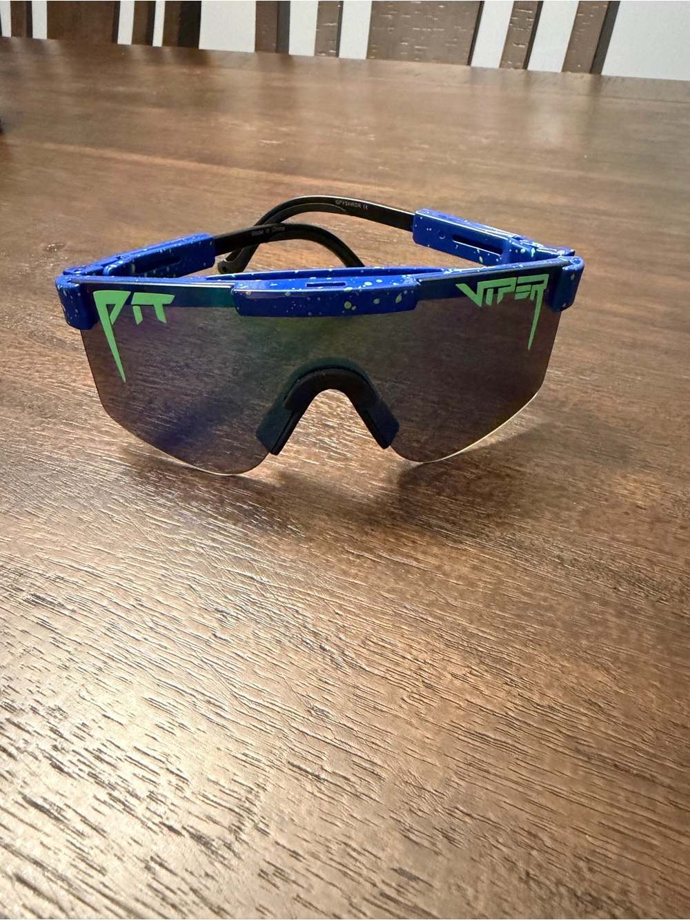 Pit Viper Blue Visor Sunglasses with Green Accents
